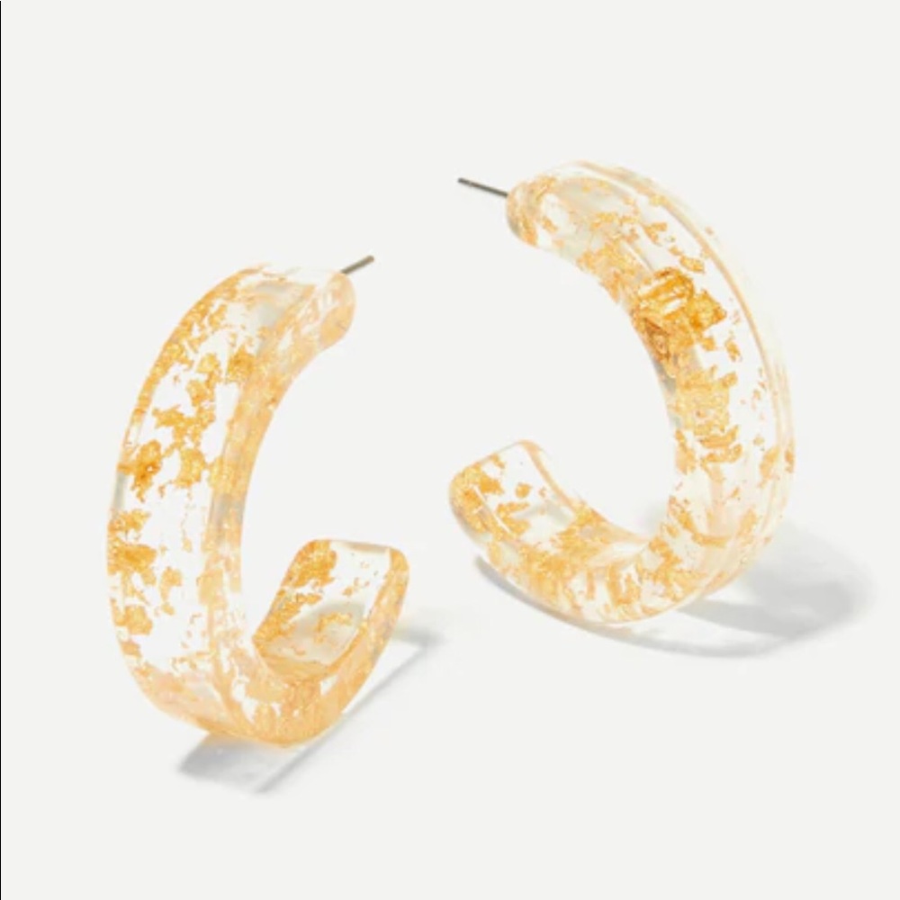 Glamorous Cut Hoop Clear Gold Glitter